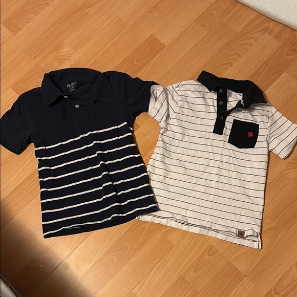 4/$20 Kids Striped Polo Shirts bundle - Navy and White size 5/6 - Picture 1 of 8